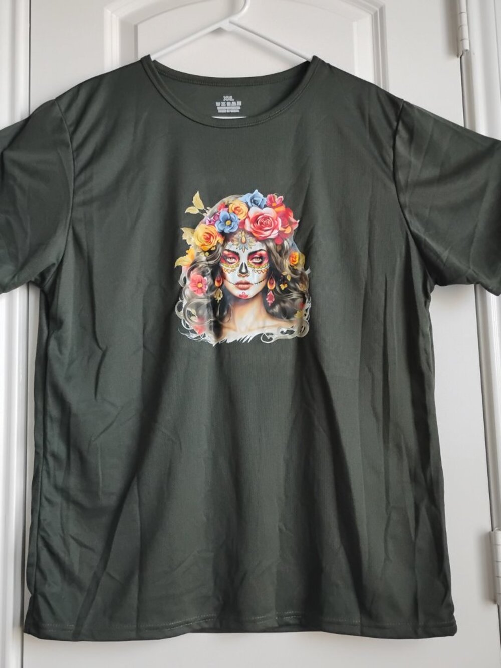 NEW! Sugar Skull Calavera Day of the Dead Woman Quick Dry Stretchy T-Shirt XXL - Picture 2 of 3